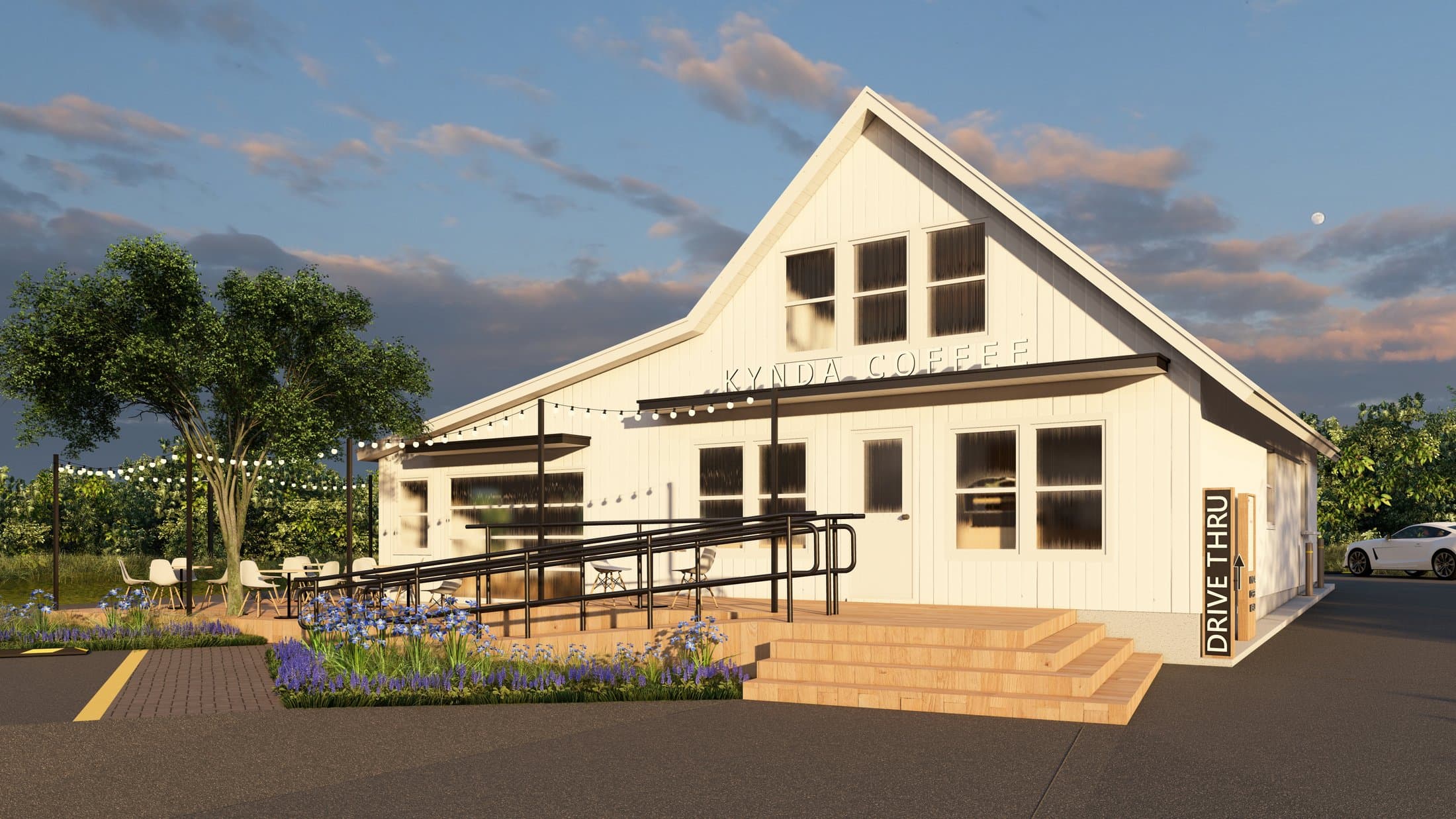 Rendering of the new Kynda Coffee shop, front view